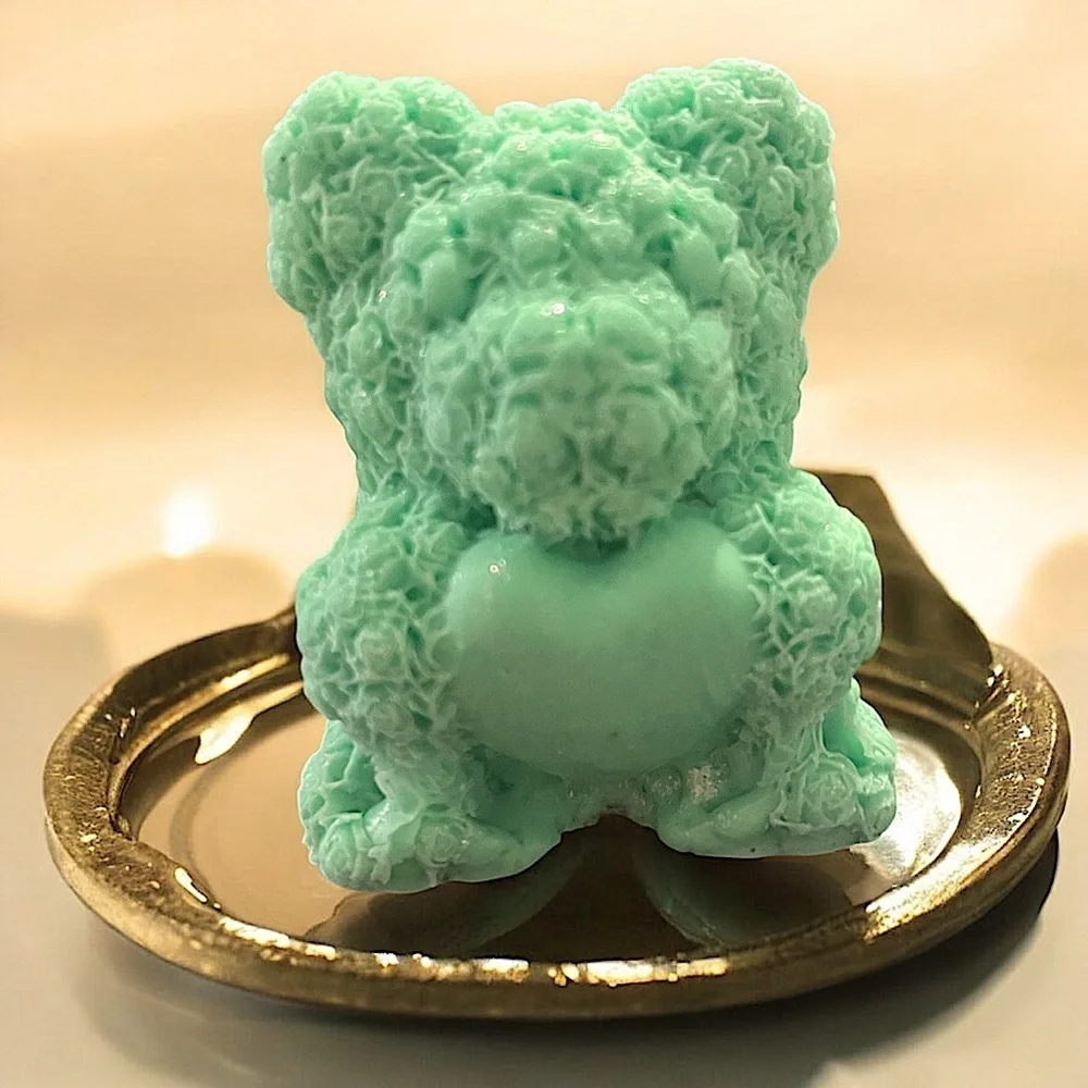 Lavender powder Soap rose bear handmade 3x2in 5oz shea butter & coco butter base